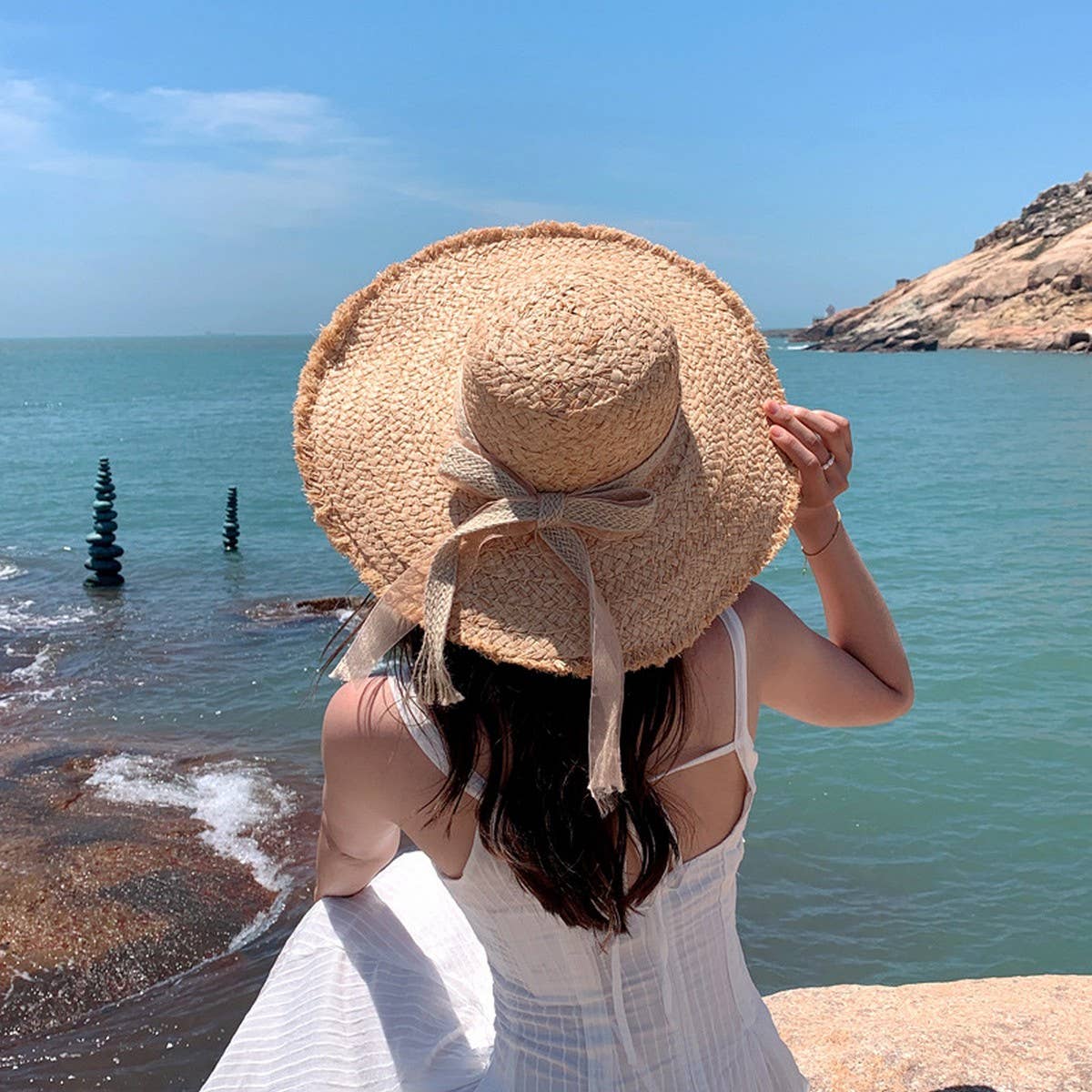 Summer Literary Fur-edged Sun Hat_CWAH3396