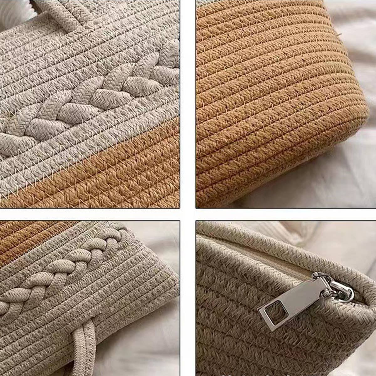 NEW COLOR BLOCK SINGLE SHOULDER STRAW BAG_CWAB1880