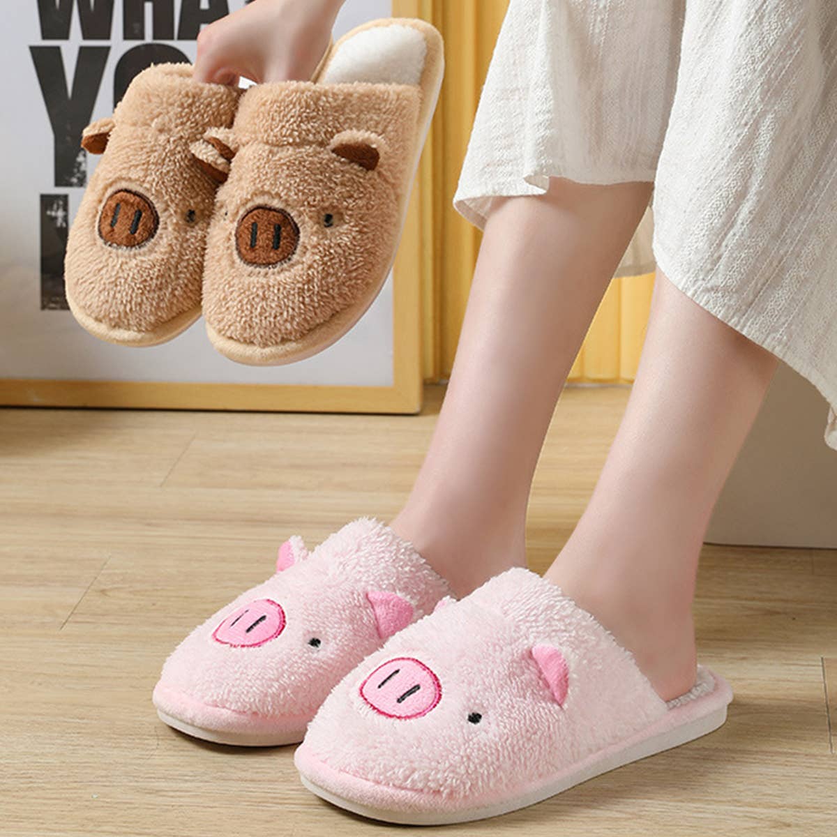 HOUSEHOLD CUTE CARTOON BEAR COTTON SLIPPERS