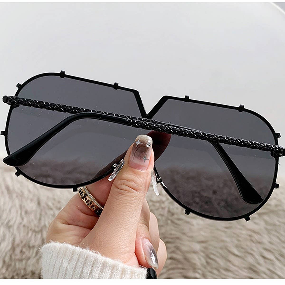 METAL FRAME ONE-PIECE LENSES SUNGLASSES