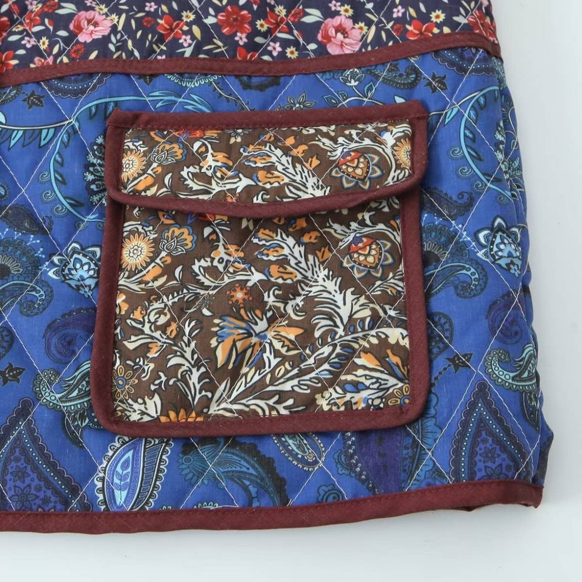 VINTAGE PRINT LOOSE FIT QUILTED JACKET WITH POCKET