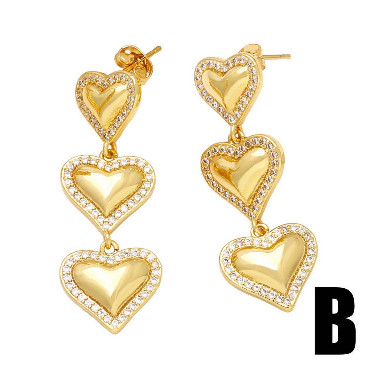 GOLD PLATED HEART SHAPED PENDANT EARRINGS