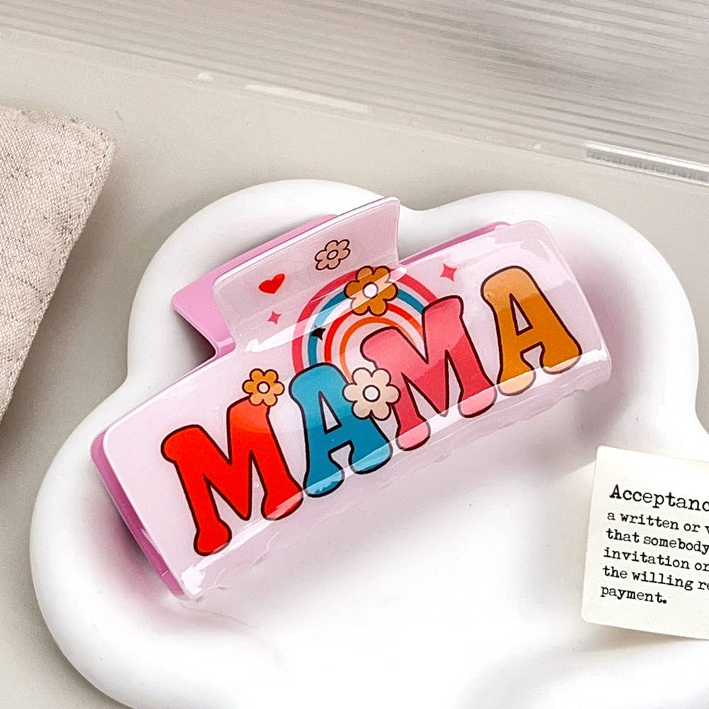 Flower rainbow acrylic large square shark clip