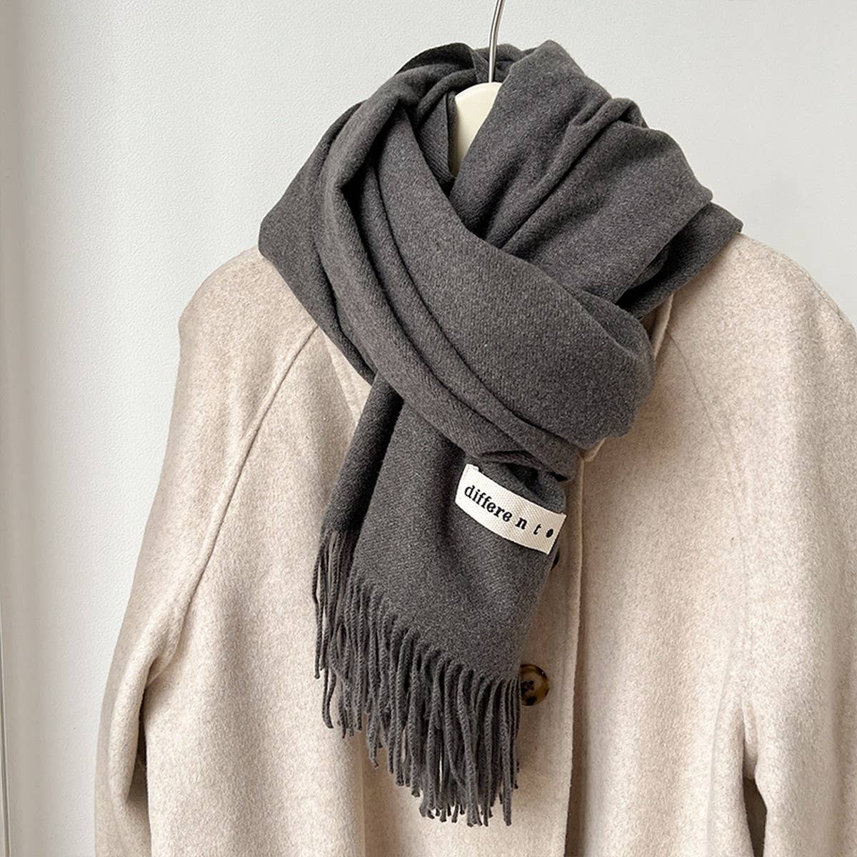 Solid Color Faux Cashmere Scarf - Wrap for Couples_CWASC1499