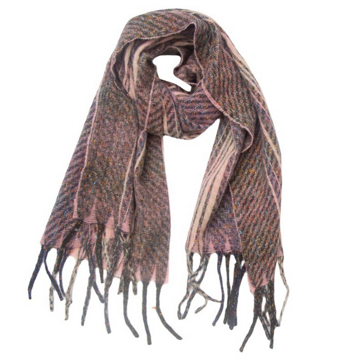 Mixed Plaid Fringe Scarf ? Unisex Winter Shawl