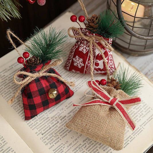 Christmas Lucky Bag Burlap Tree Hanging Decor