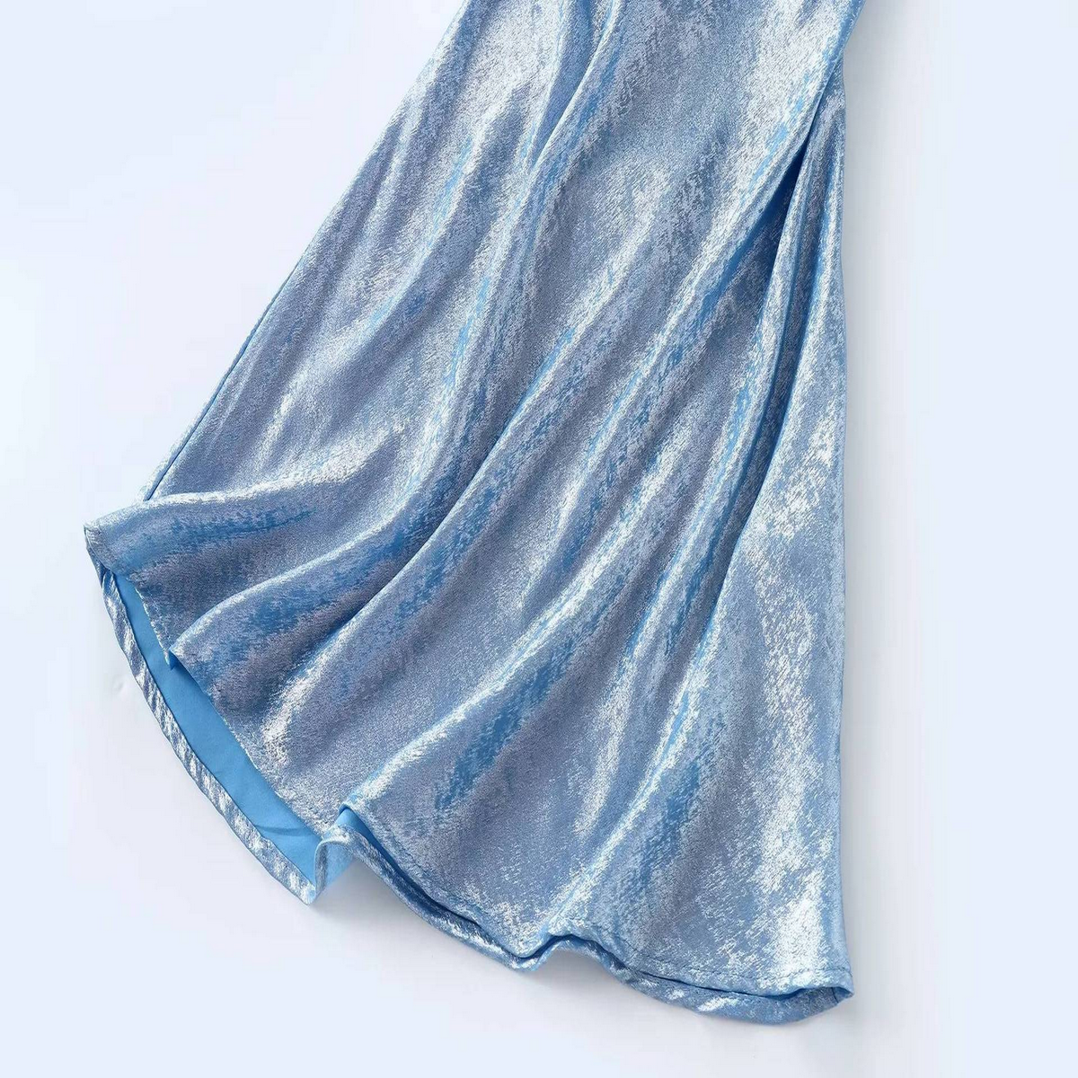 Fashion Metallic Foil Draped Collar Mini Dress_CWDMD5813