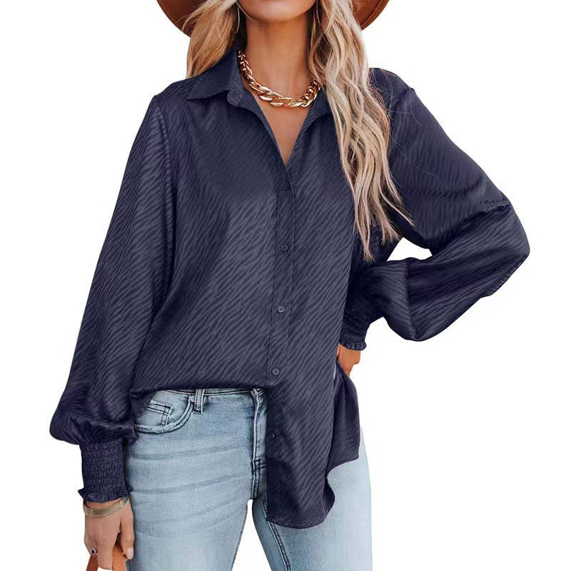 LAPEL BREASTED LOOSE LANTERN LONG-SLEEVED SHIRT