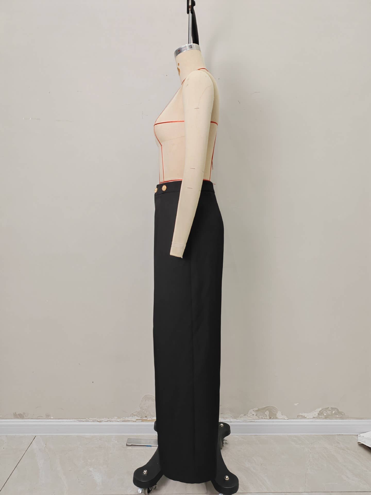 High-waisted straight-cut casual trousers