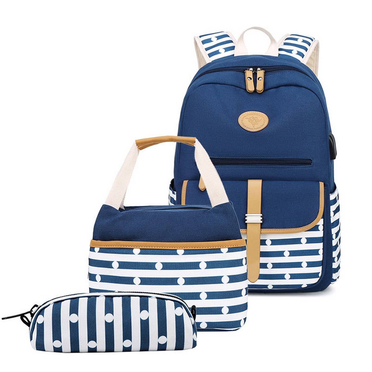 Striped Backpacks for School Girls Travel Bag_CWAB5497