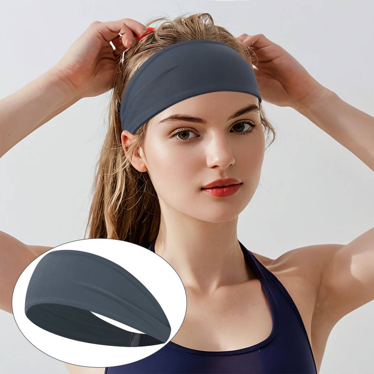 Wide Elastic Yoga Headband for Women Sweat-Wicking