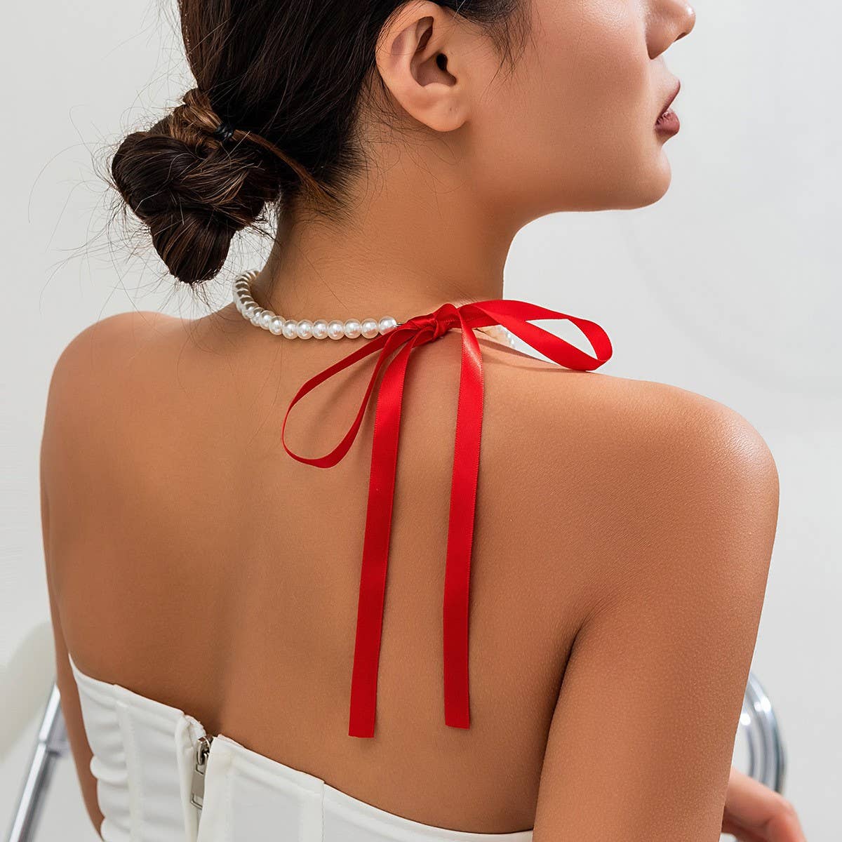 NEW FASHION RETRO LONG BOW CLAVICLE NECKLACE