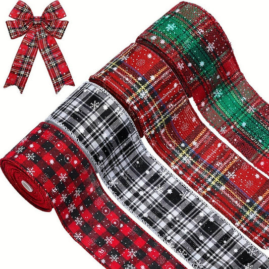 CWMM10202_PLAID CHRISTMAS RIBBON SET 4 COLORS GIFT