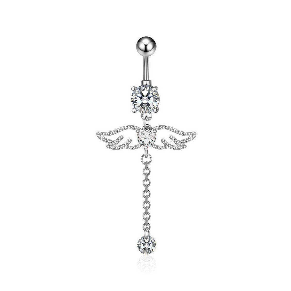 Wing CZ Navel Ring 316L Stainless Steel Piercing