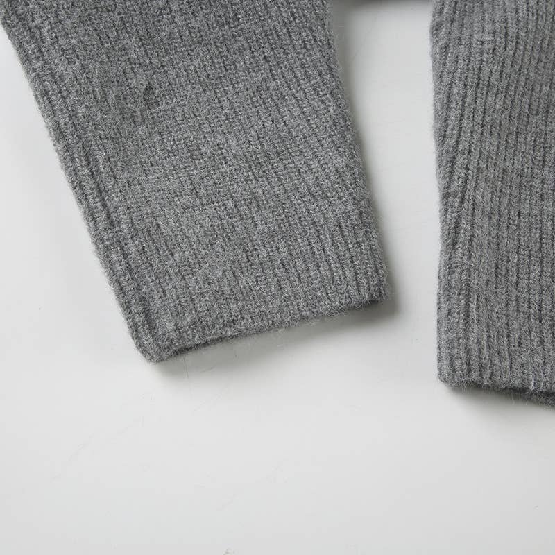 SOLID COLOR CARDIGAN WITH DOUBLE ZIP HEAD LAPEL