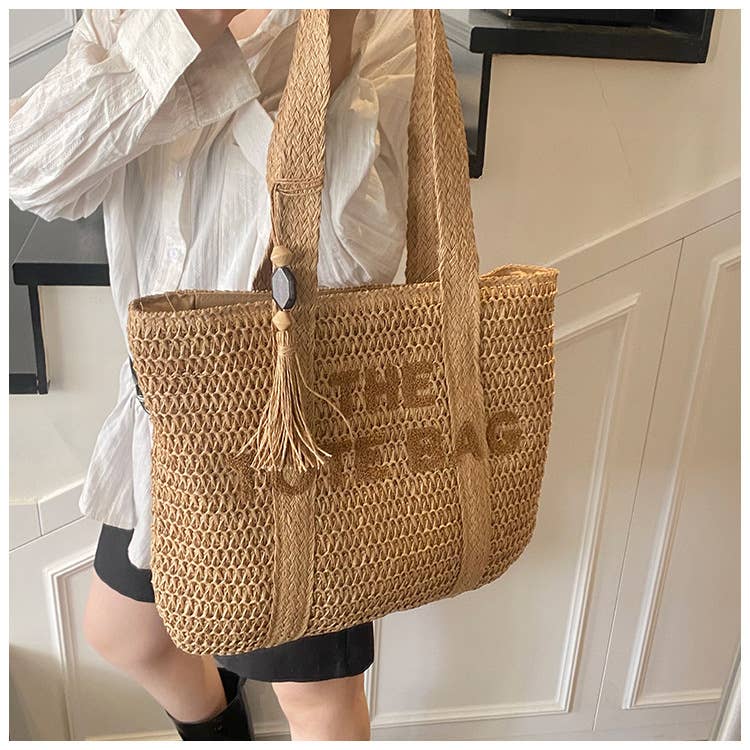 Fashionable tassel personalized casual woven bag