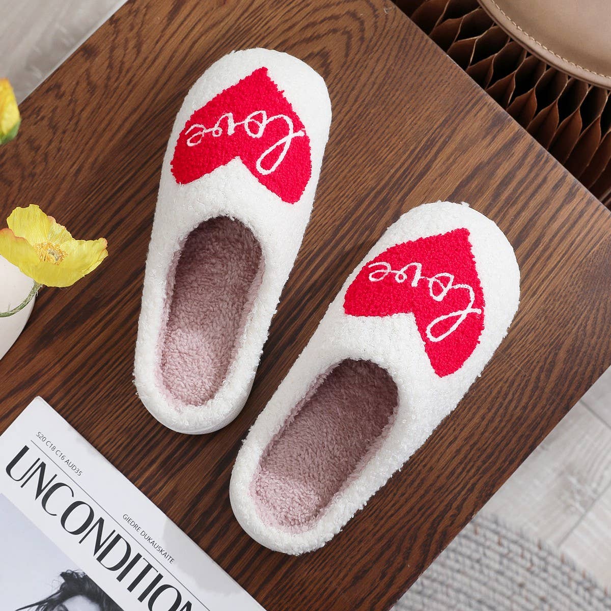 VALENTINE'S DAY RED LOVE COTTON SLIPPERS