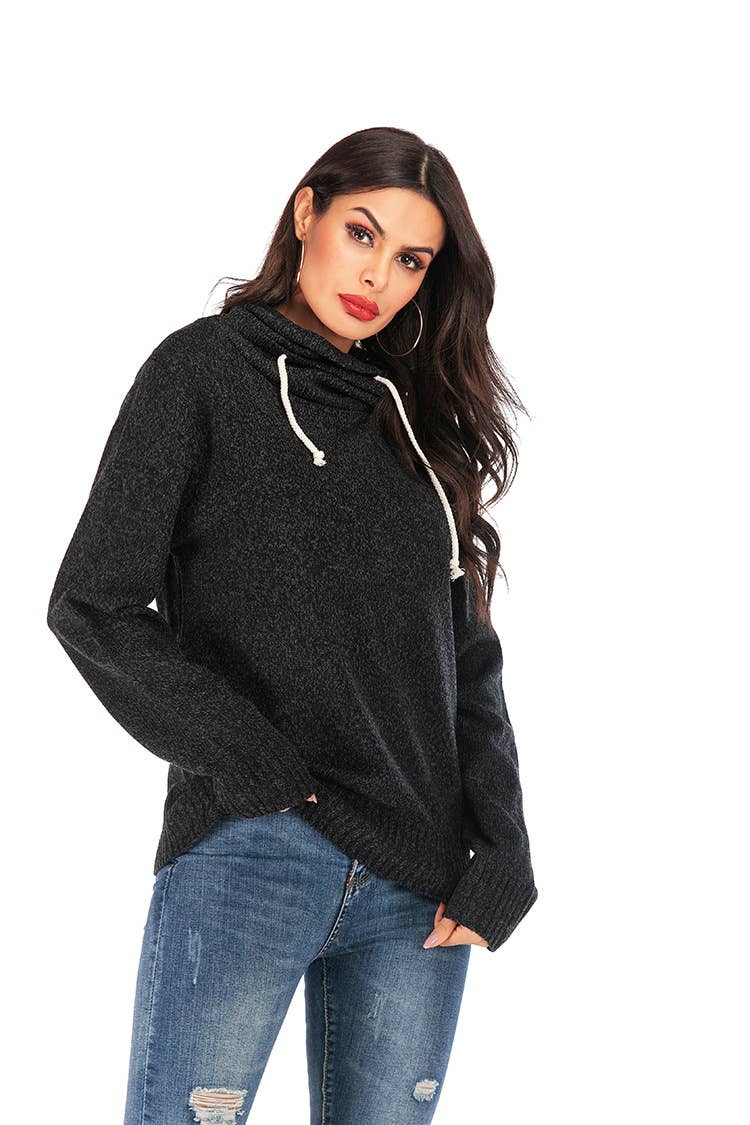 SWEATER PILE PILE COLLAR LONG SLEEVE HOODIE