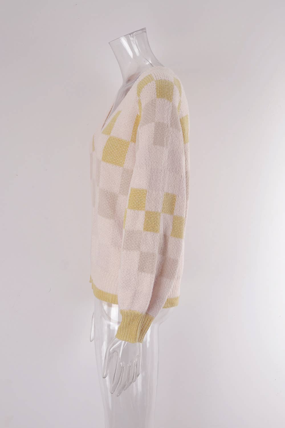 V-NECK PLAID PLUS-SIZE SWEATER PULLOVER