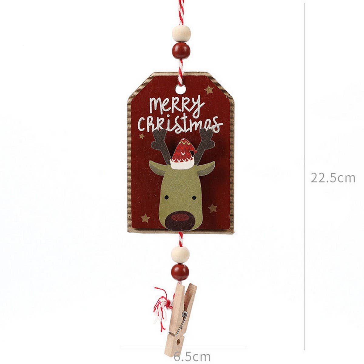 Wooden Christmas Photo Card Clip Tree Ornament_CWMM9752