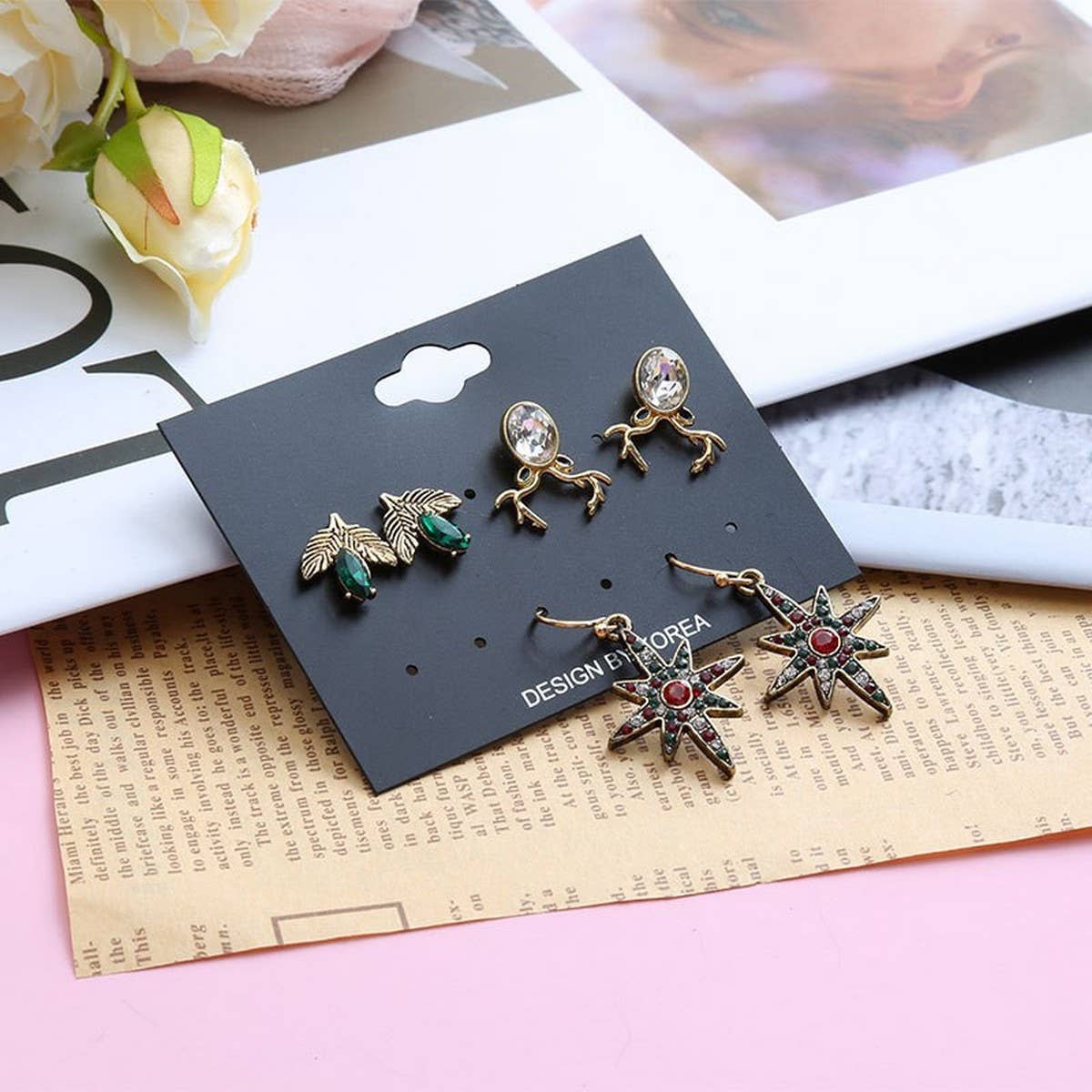 CHRISTMAS EARRING COMBINATION CARTOON EARRING SET