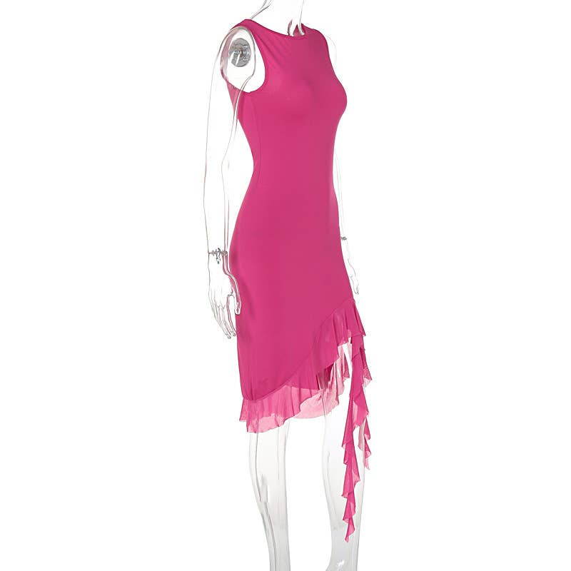 FASHION PURE SLEEVELESS SLIMMING HALTER DRESS