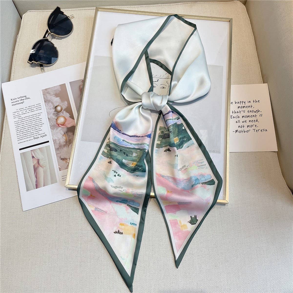 IMITATION SILK RIBBON BEVEL WIDE COLLAR HEAD SCARF