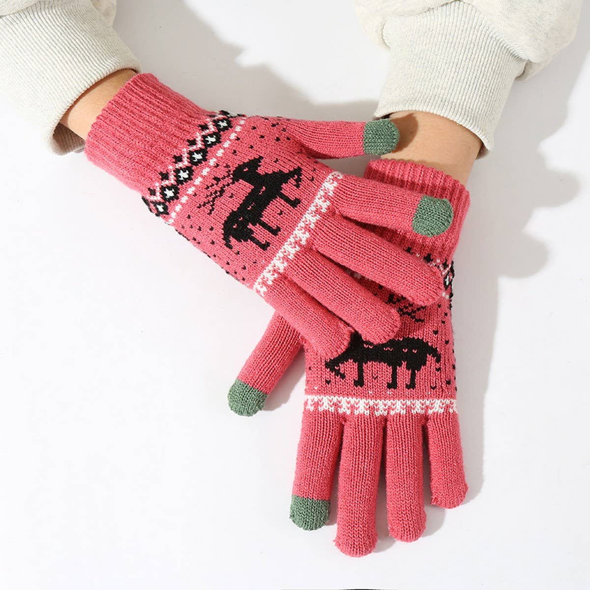 CWAG00573_UNISEX WINTER REINDEER TOUCHSCREEN GLOVES