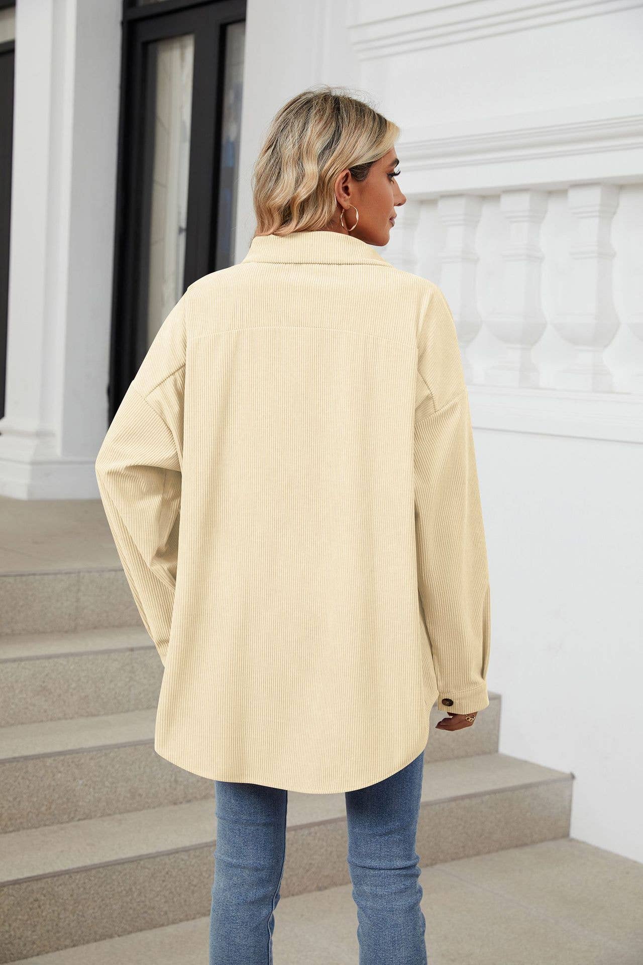 LAPEL BUTTON-DOWN LONG-SLEEVED SHIRT JACKET