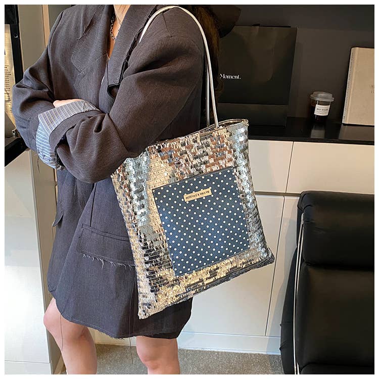 Sequined versatile single-shoulder bag