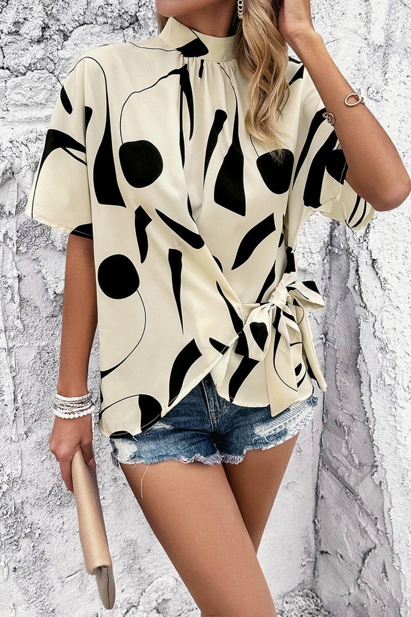 LEISURE PRINTING SHORT SLEEVE BLOUSE_CWTSTS0319