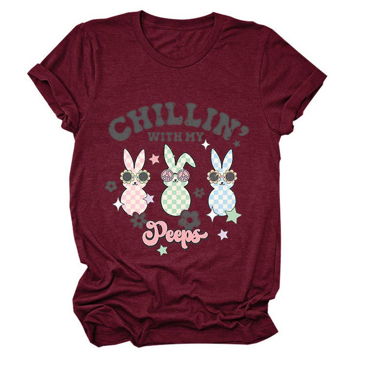 EASTER CUTE BUNNY LOOSE COMFORT SHORT SLEEVE TEES_CWTTS0867