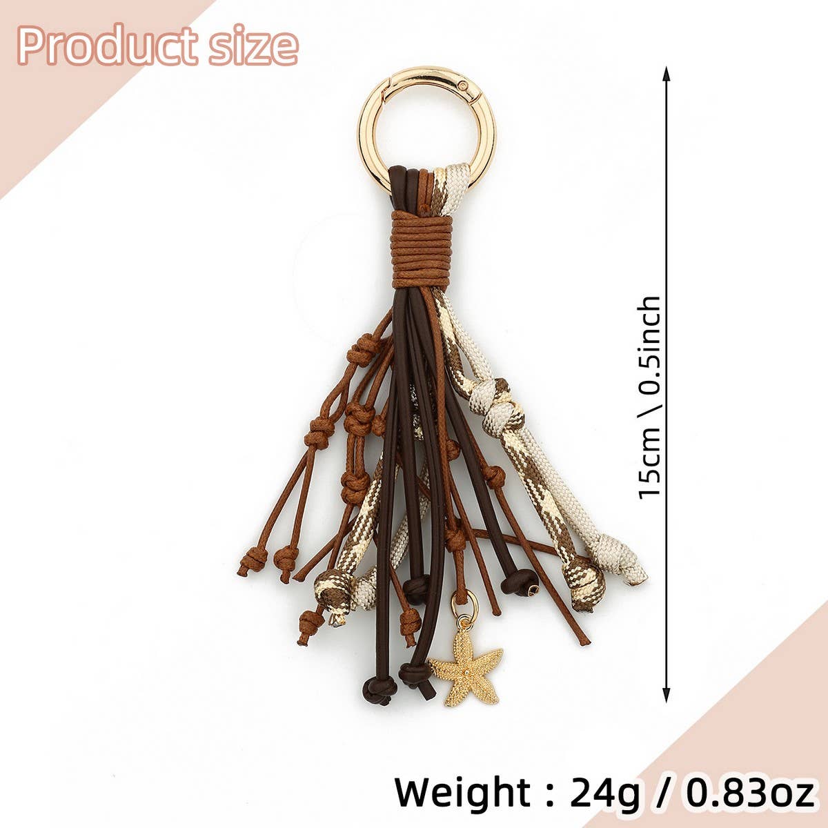 Women¡¯s Leather Tassel Bag Charm with Keychain_CUAB00437