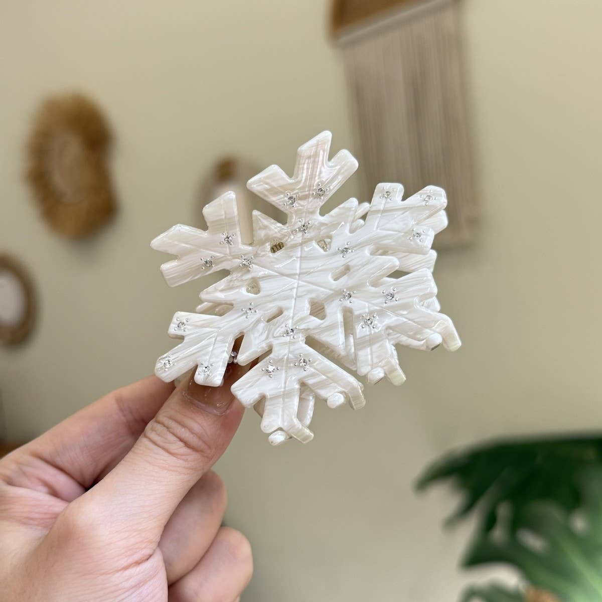 CWAHA4446_SANTA CLAUS SNOWFLAKE CARTOON DIAMOND HAIRPIN