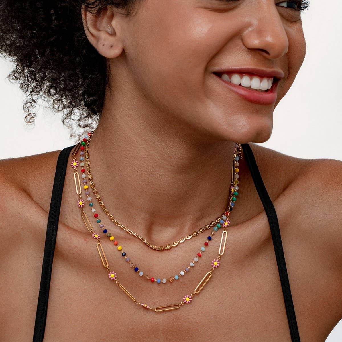 COLLARBONE METAL COLORED MULTI-LAYER NECKLACE