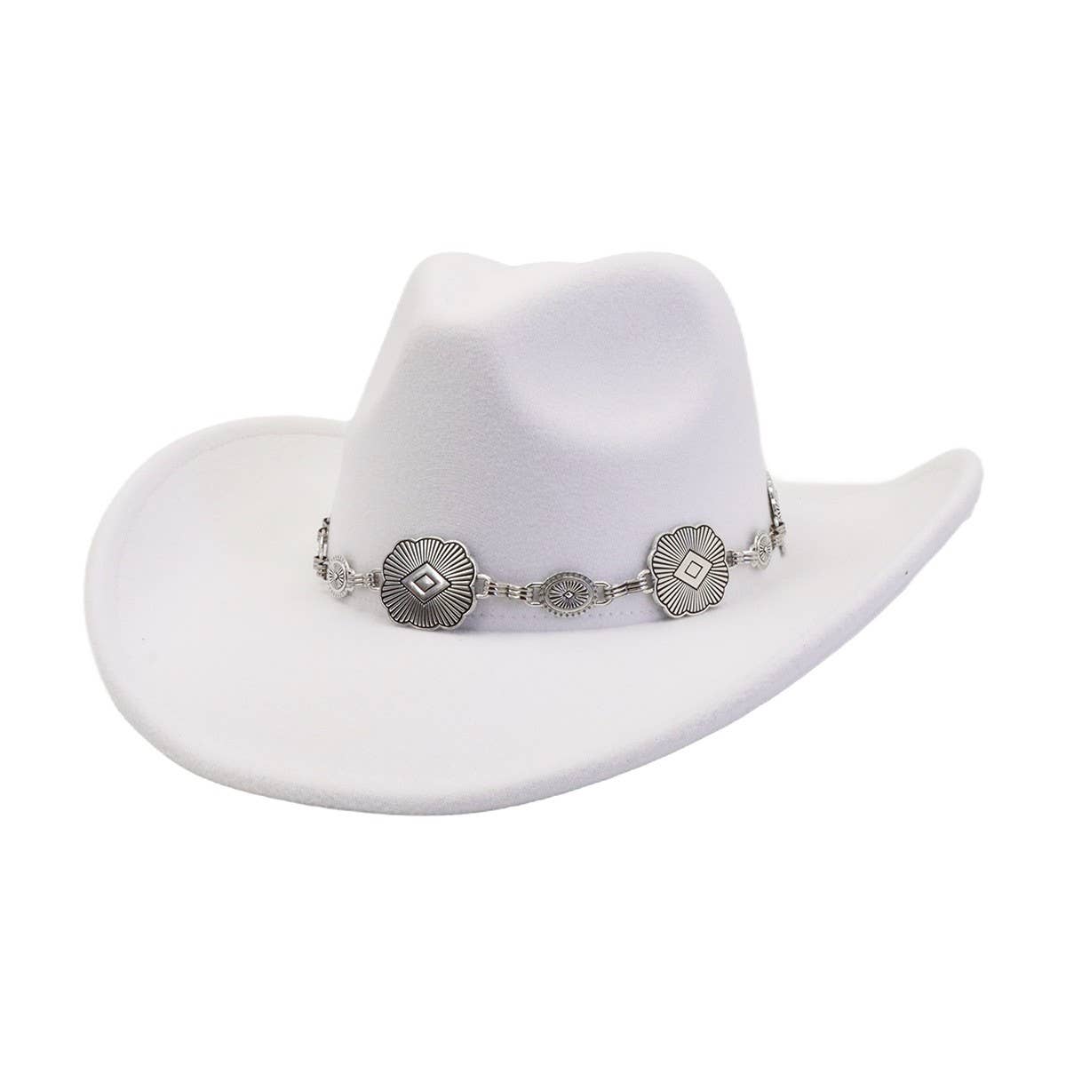 Western Ethnic Wool Felt Cowboy Fedora Hat_CWAH04444