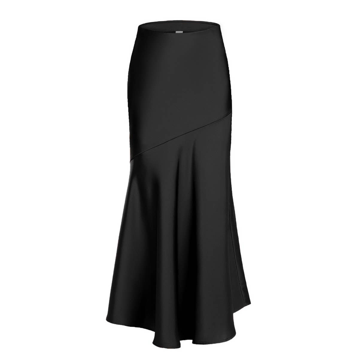 SATIN SKIRT HIGH WAIST STITCHING LONG SKIRT