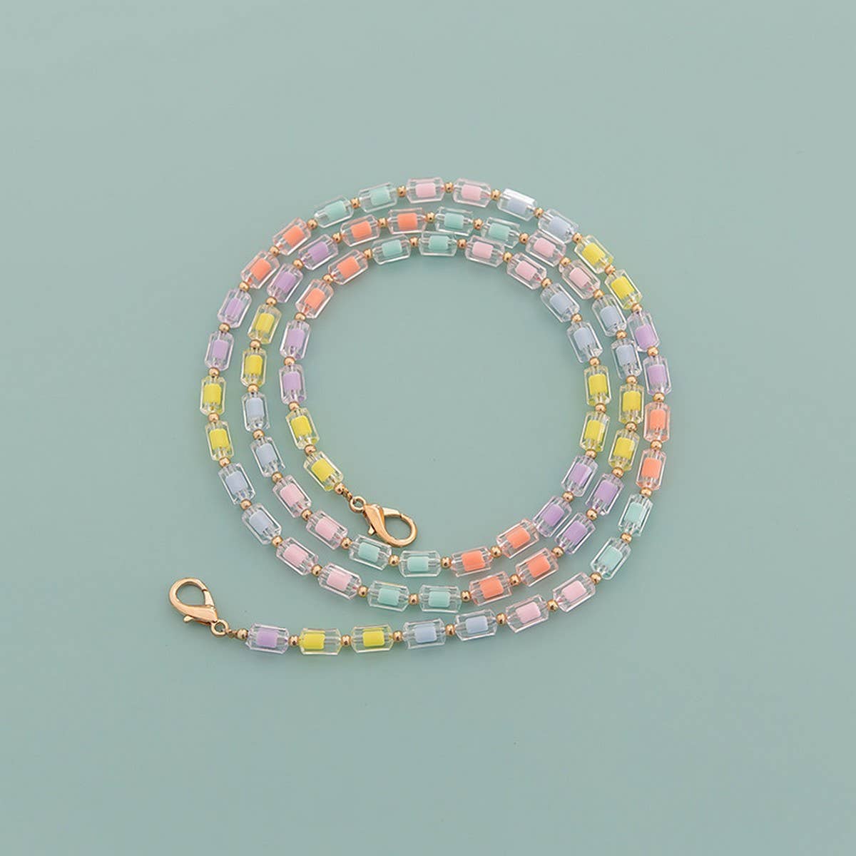 Rainbow Bead,Long Beaded Chain Bag Strap_CWMM5114