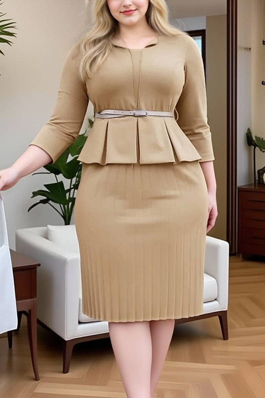 CWDMD01262_2025 WINTER WOMEN V NECK RUFFLE HIGH WAIST DRESS