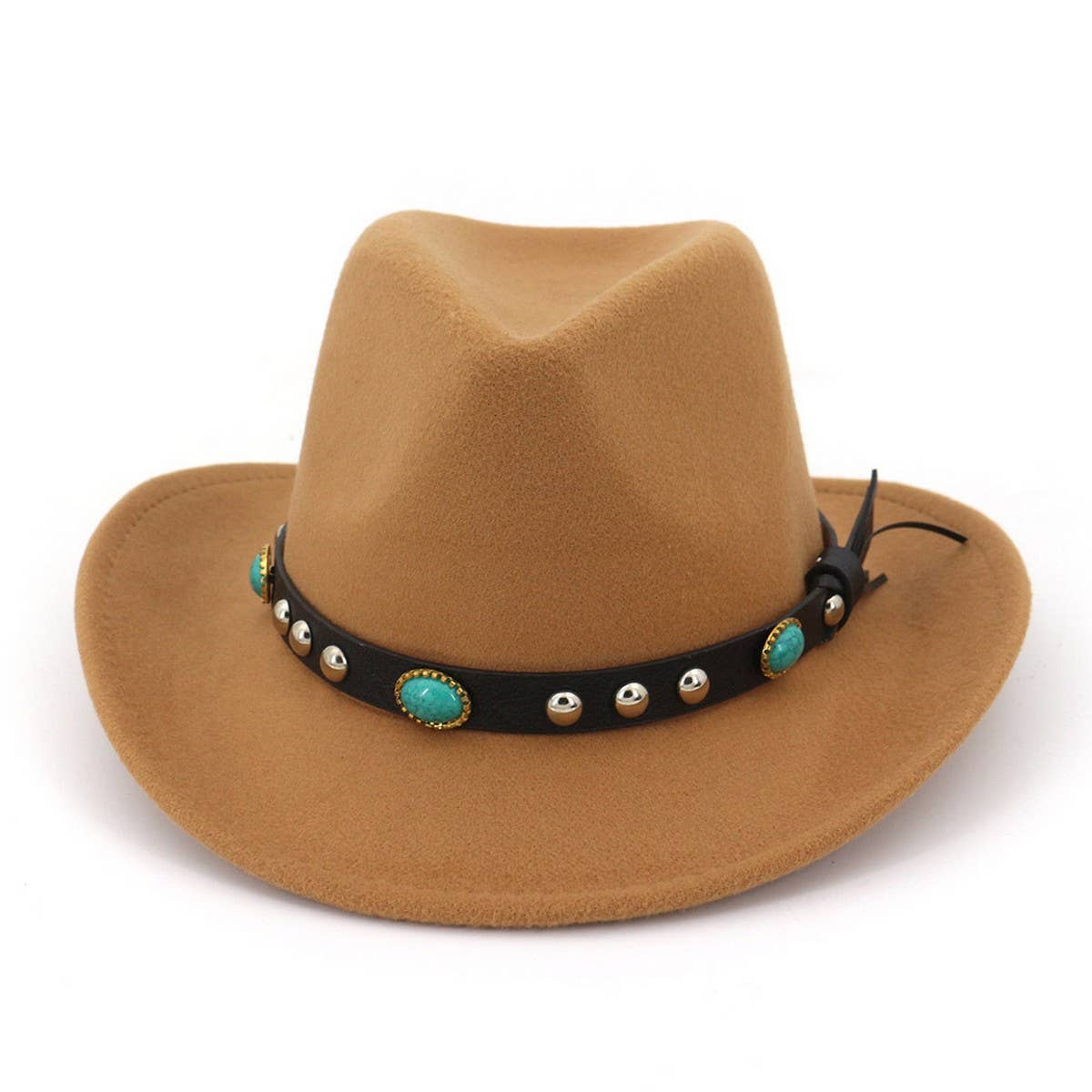 Turquoise Trim Felt Western Cowboy Hat_CWAH1775