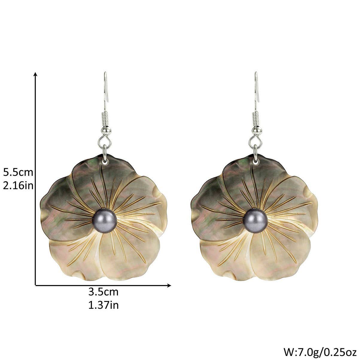 NATURAL BLACK SHELL TEMPERAMENT PETAL EARRINGS