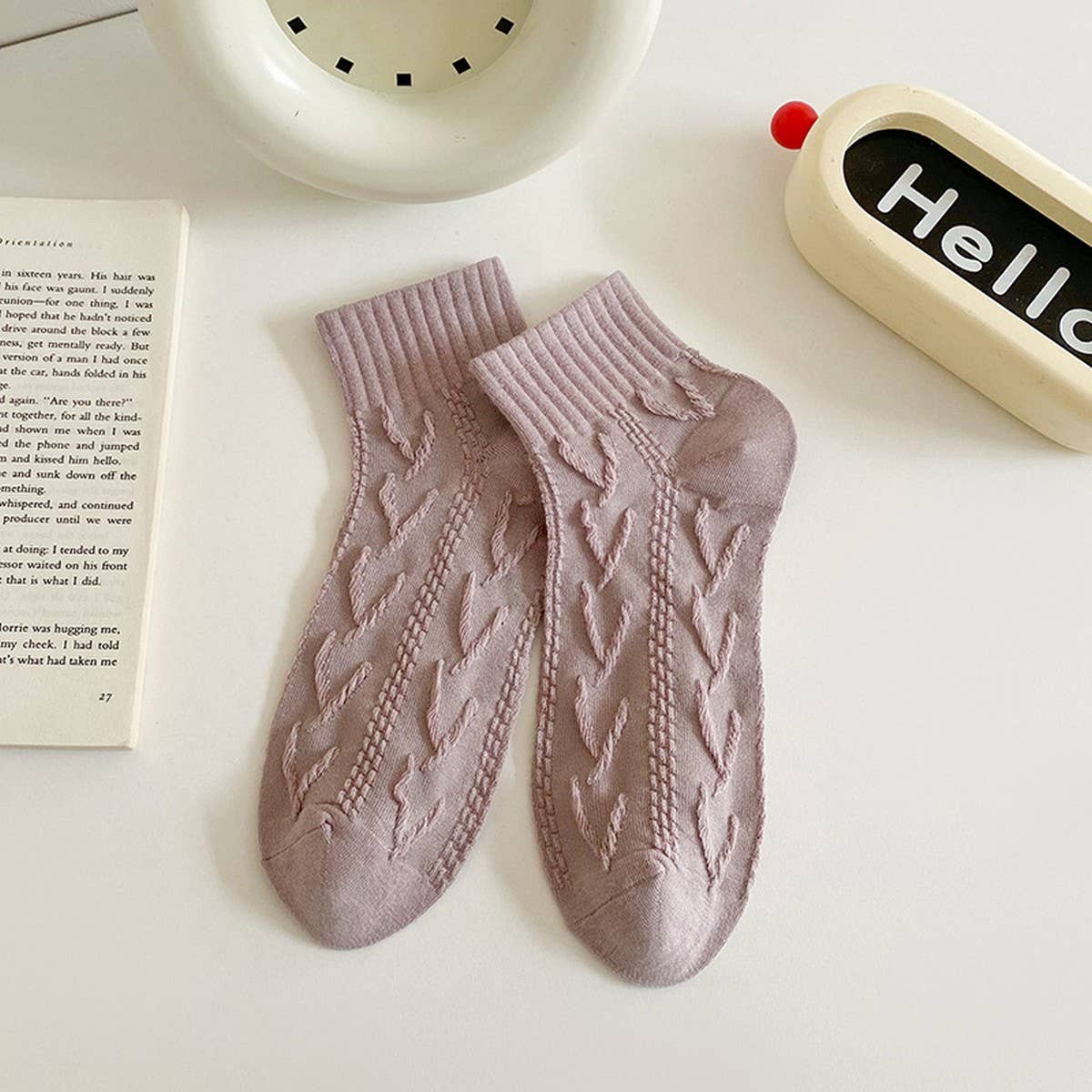 CWMS2499_SPRING AND SUMMER TARO PURPLE DIAMOND SOCKS