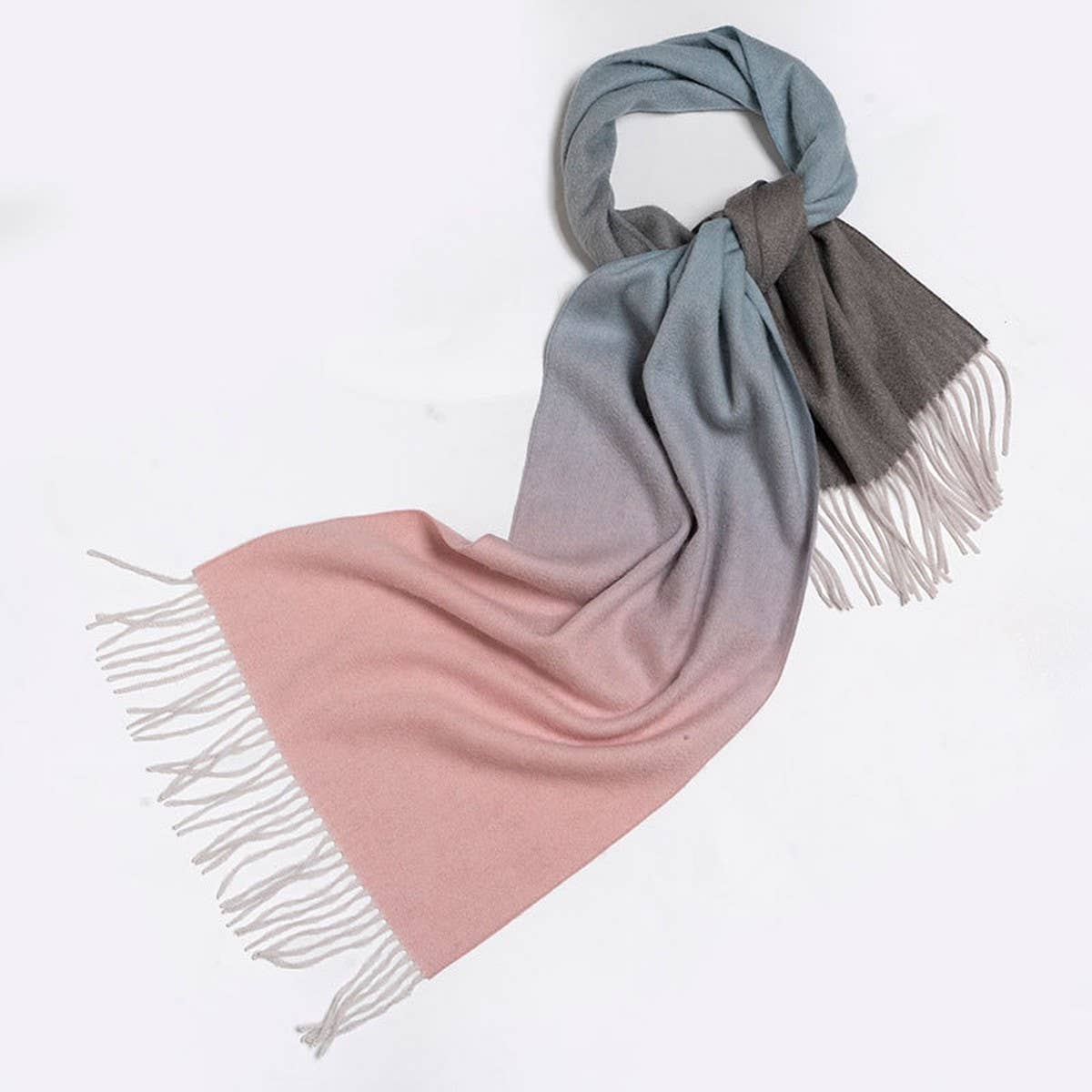 Pink Gradient Wool Scarf - Warm Reversible Winter_CWASC2376