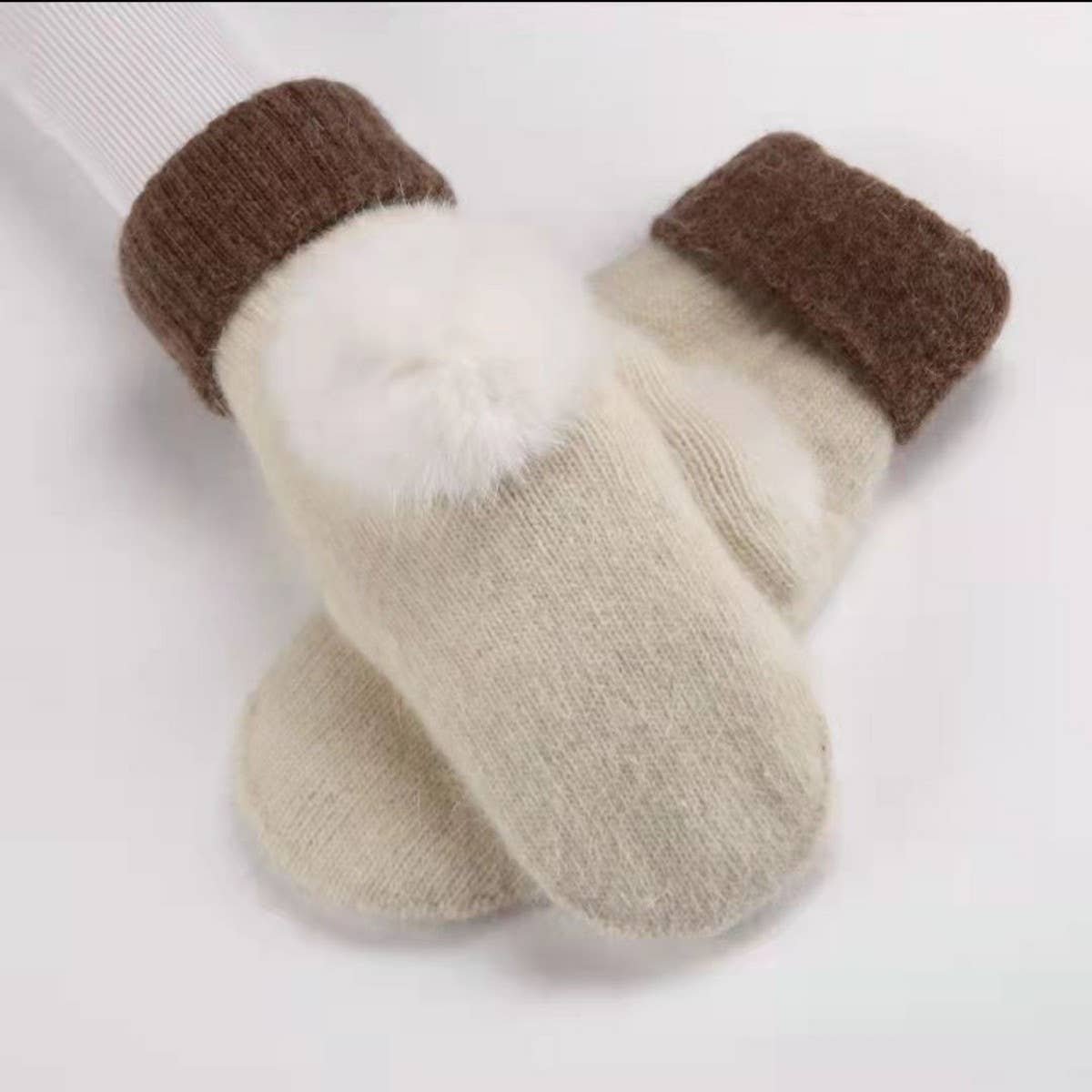 WINTER DOUBLE-LAYER THICK WARM RABBIT FUR GLOVES_CWAG0257