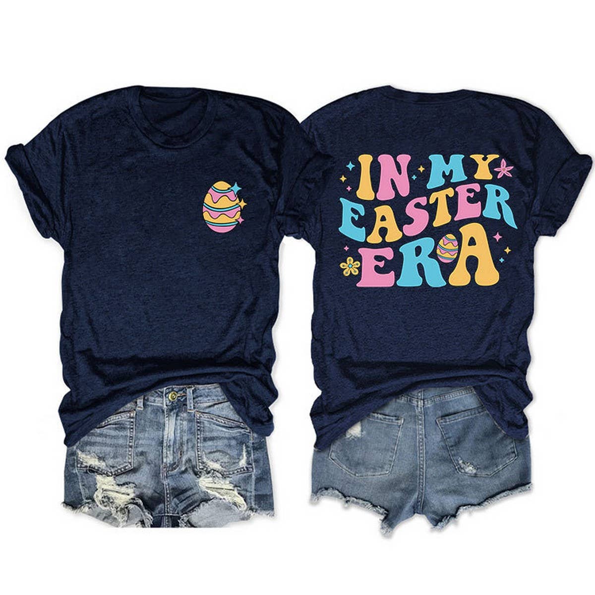 EASTER TREND DOUBLE SIDED LETTER PRINTED TEES_CWTTS0869