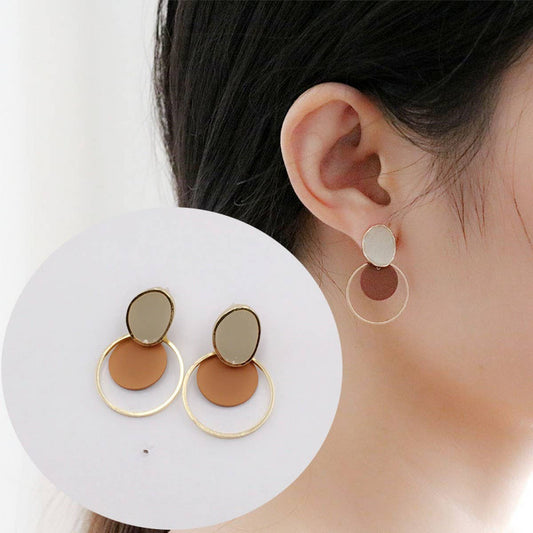 DOUBLE GEOMETRIC ROUND VINTAGE EARRINGS