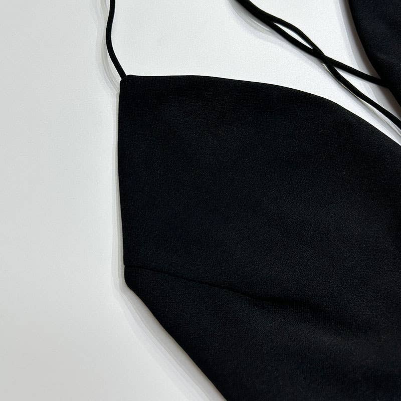 Solid-color French deep V-neck strapless dress