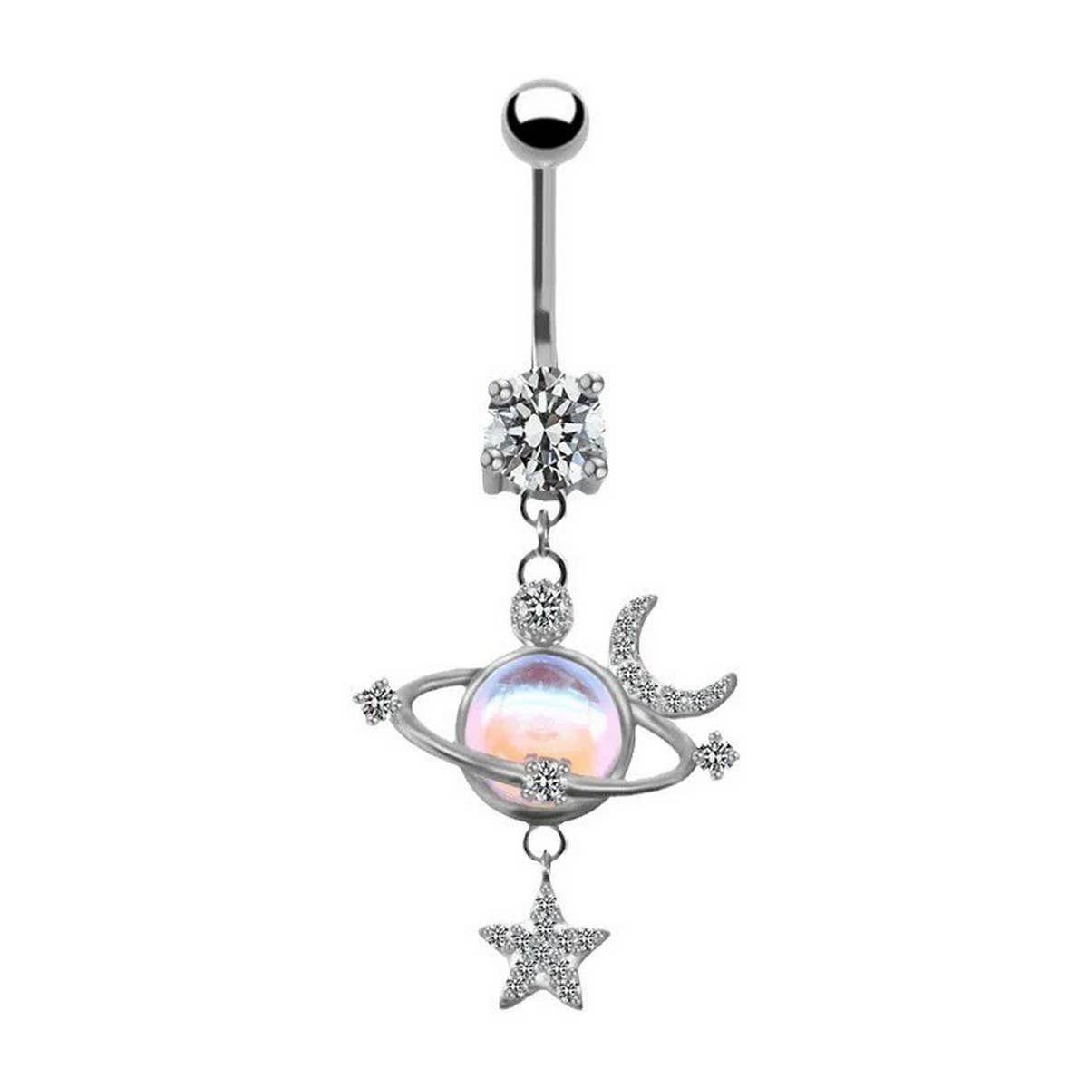 Fan Shape CZ Belly Ring ??Hypoallergenic Style_CWMM9198