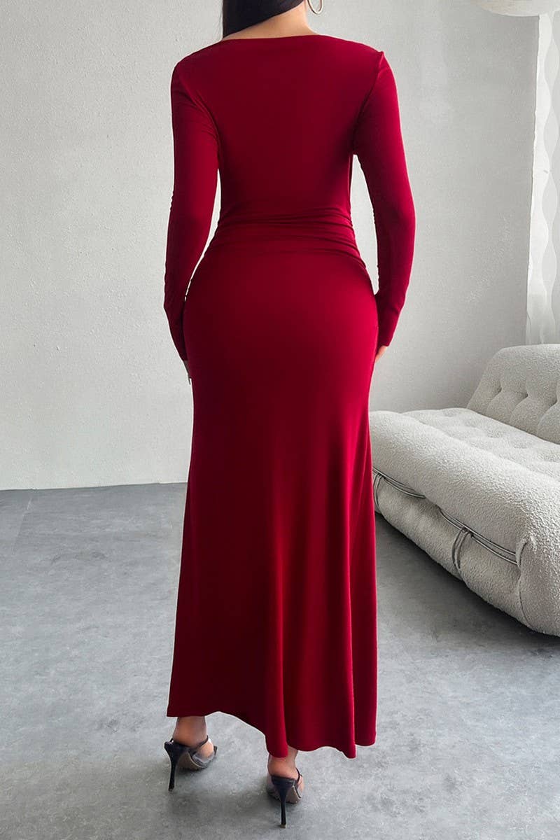 CWDMD4667_ELEGANT HIP-HUGGING ONE-SHOULDER DRESS