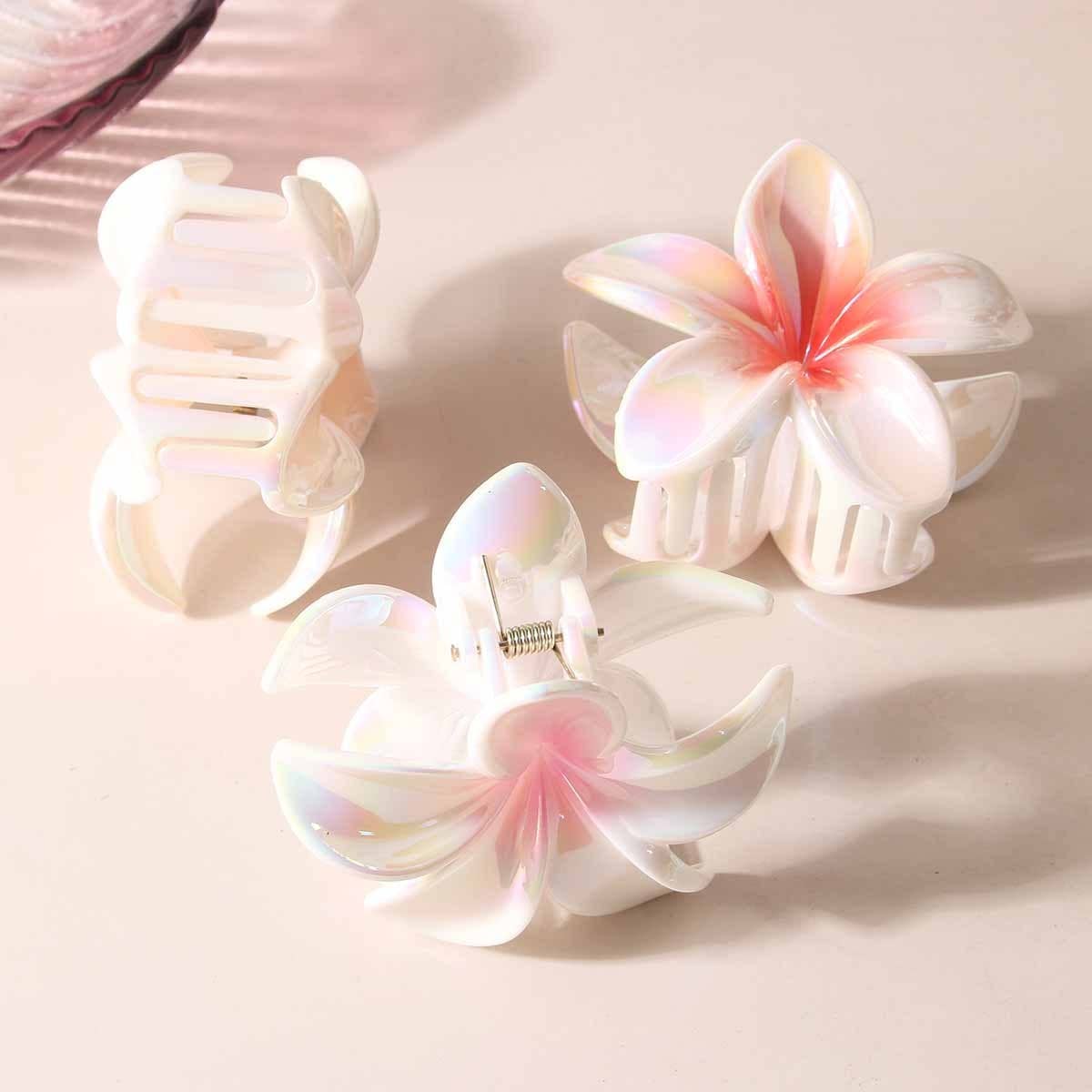 Plumeria Hair Claw - Colorful Tropical Flower Clip_CWMM4999
